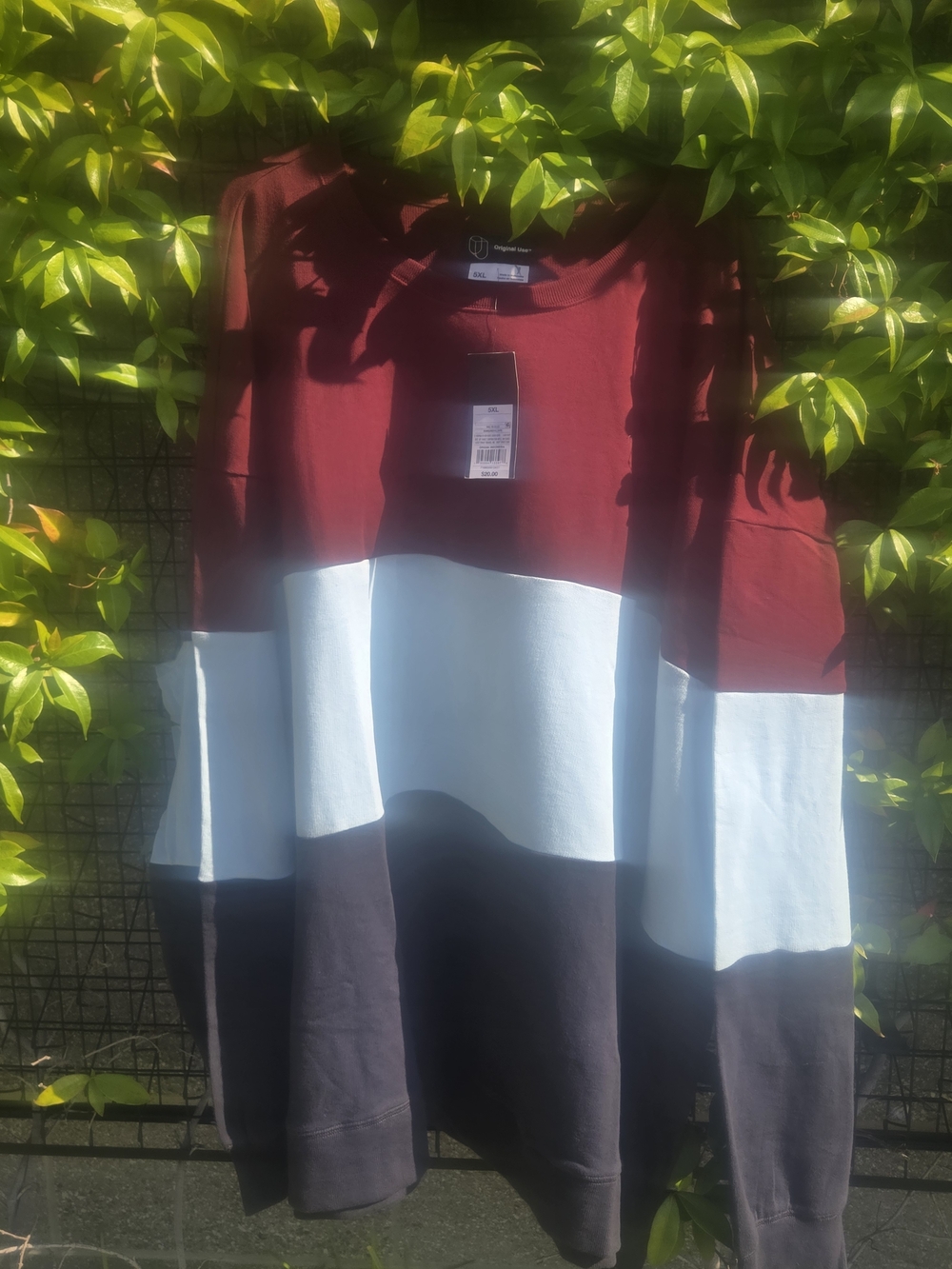Original Use Mens  Crewneck Sweater in Burgundy, Light Blue & Charcoal Sz 5X